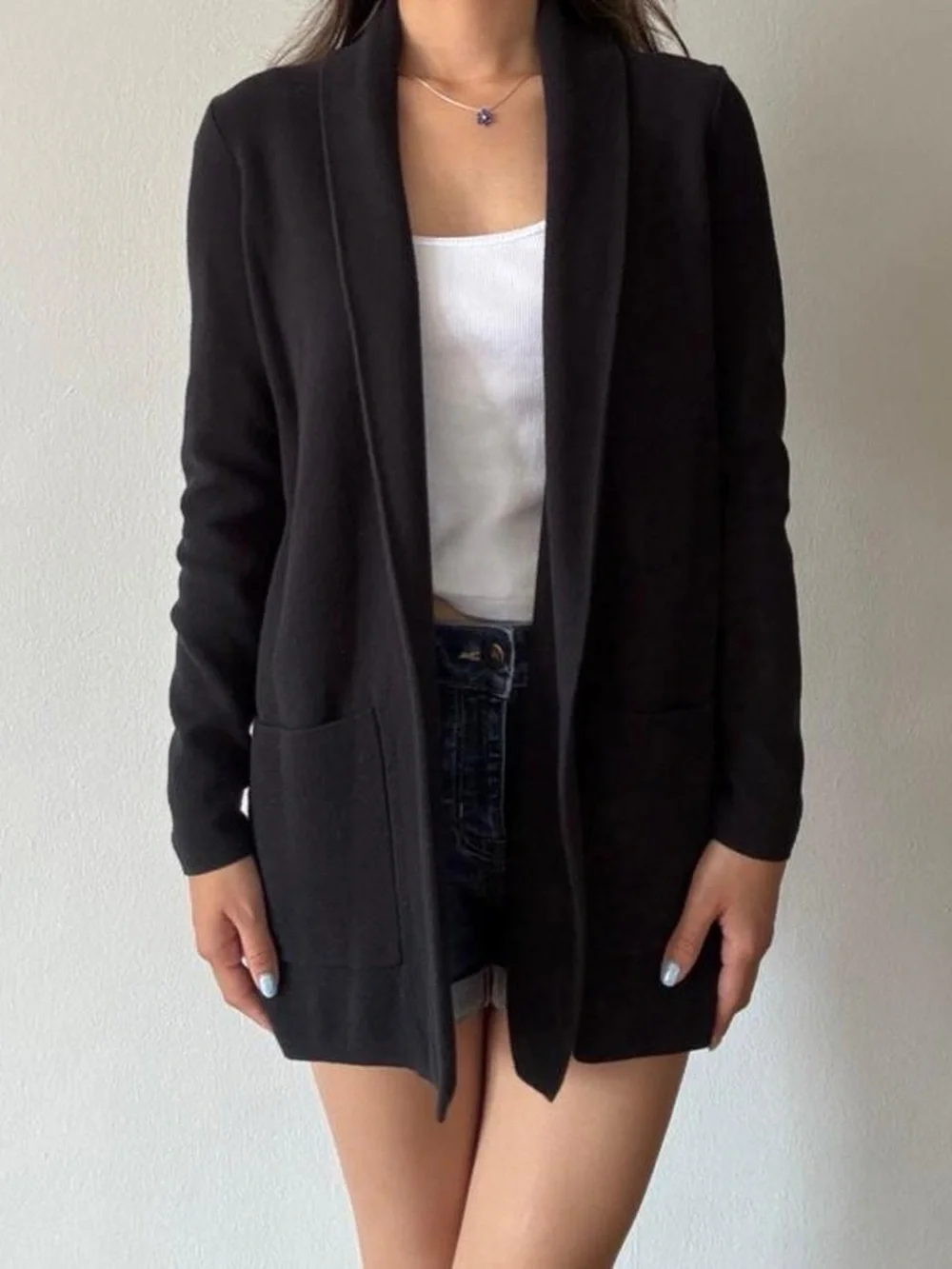 J.Crew black cotton cardigan with pockets